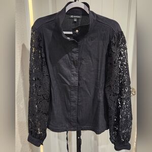 I.N.C International Cpncepts Black Jacket with Lace Sleeves